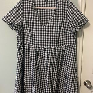 Black and white gingham baby doll dress